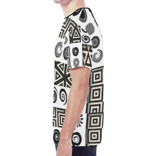 Different Abstract geometric black and white print all over print for men New All Over Print T-shirt for Men (Model T45)