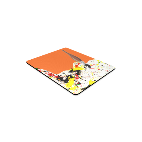 Paint Splatter with Artists Paint Brush on Orange Rectangle Mousepad
