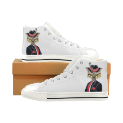 Gangster Cat White Men’s Classic High Top Canvas Shoes (Model 017)