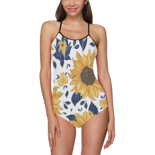 Sunflowers One Piece Strap Swimsuit For Women Strap Swimsuit ( Model S05)