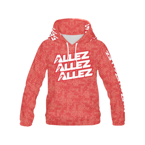 Allez Allez Allez Red All Over Print Hoodie for Women (USA Size) (Model H13)
