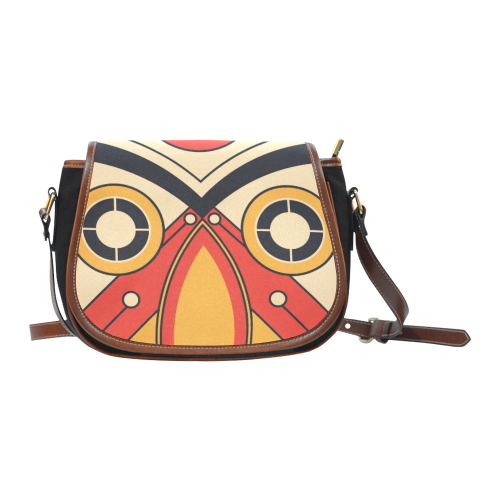 Geo Aztec Bull Tribal Saddle Bag/Small (Model 1649)(Flap Customization)