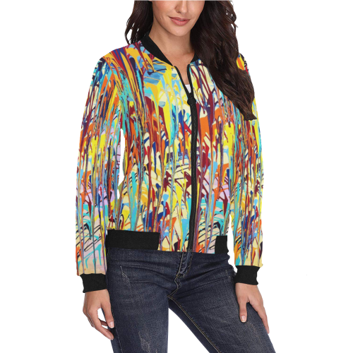 Bliss All Over Print Bomber Jacket for Women (Model H36)