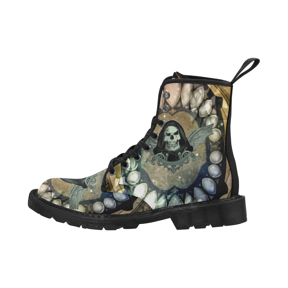 Awesome scary skull Martin Boots for Men (Black) (Model 1203H)
