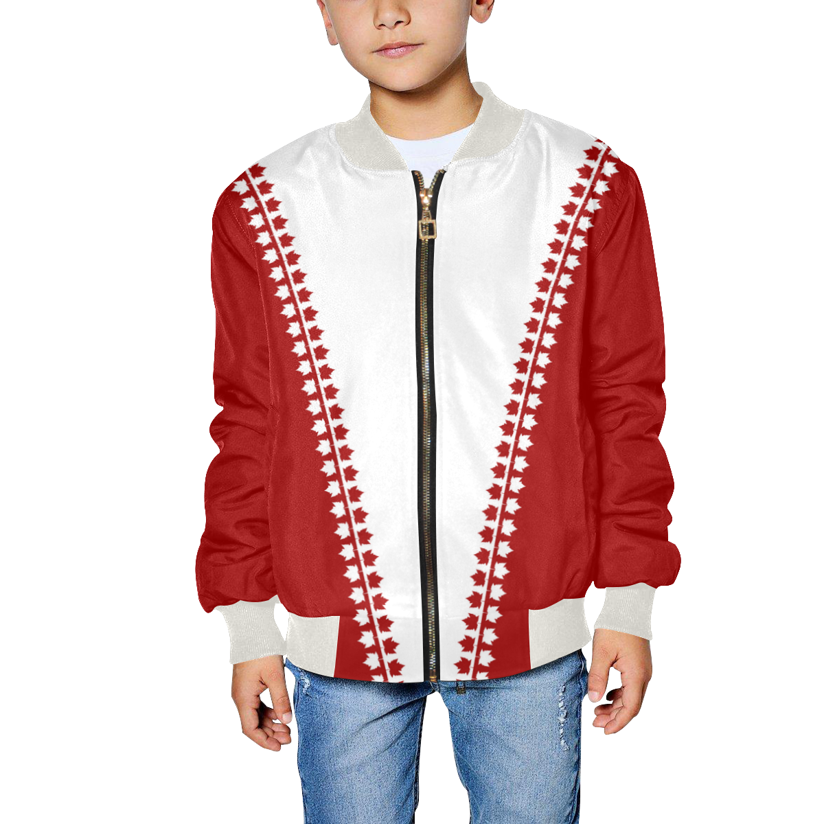 Classic Canada Kid's Jackets Kids' All Over Print Bomber Jacket (Model H40)