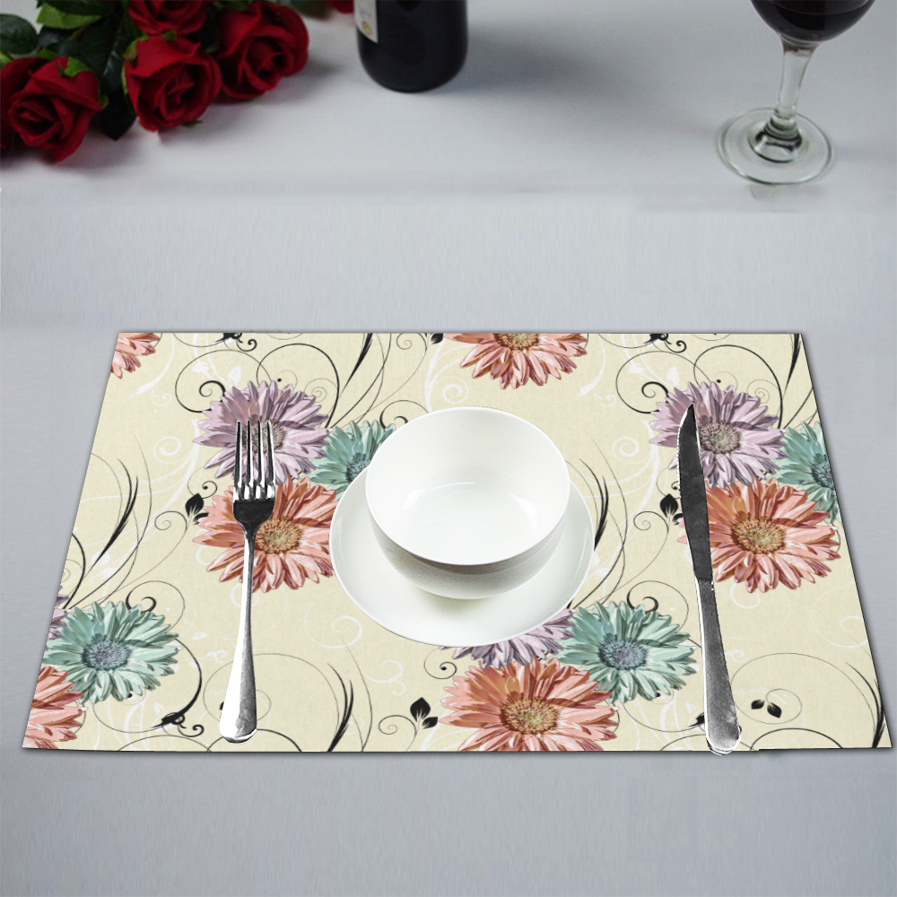 Flowers on Yellow Placemat 12’’ x 18’’ (Two Pieces)