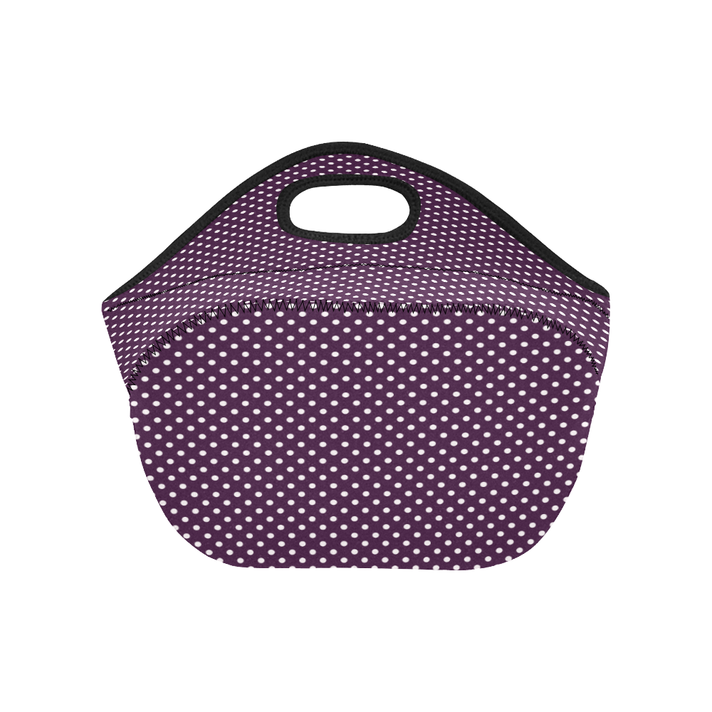 Burgundy polka dots Neoprene Lunch Bag/Small (Model 1669)