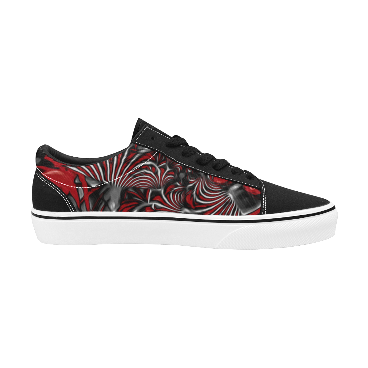 Crimson Burst Fractal Men's Low Top Skateboarding Shoes (Model E001-2)