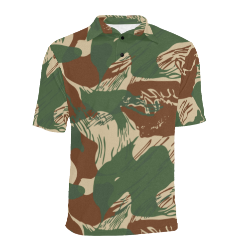 Rhodesian Brushstroke Camouflage v2b Men's All Over Print Polo Shirt (Model T55)