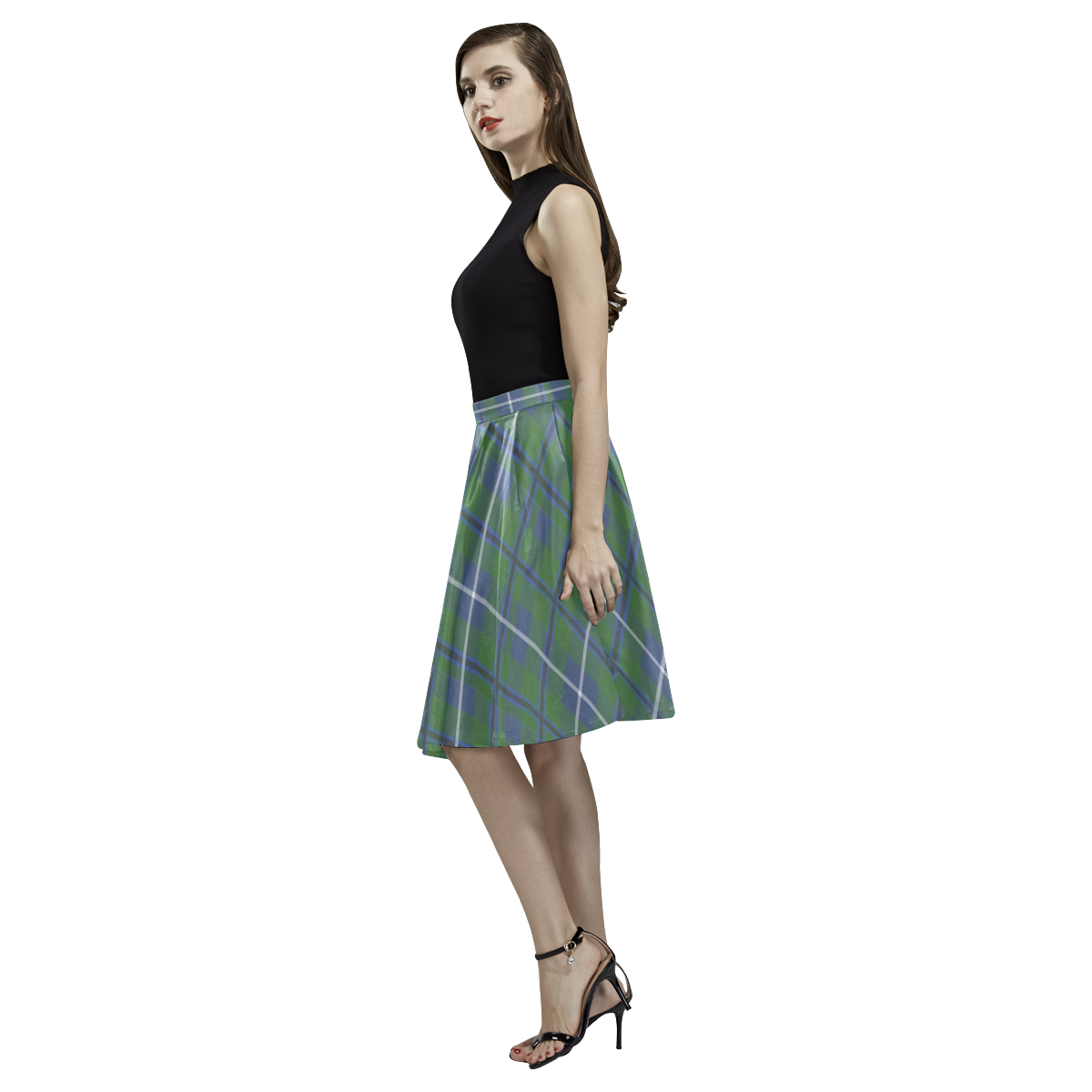 Douglas Tartan Melete Pleated Midi Skirt (Model D15)