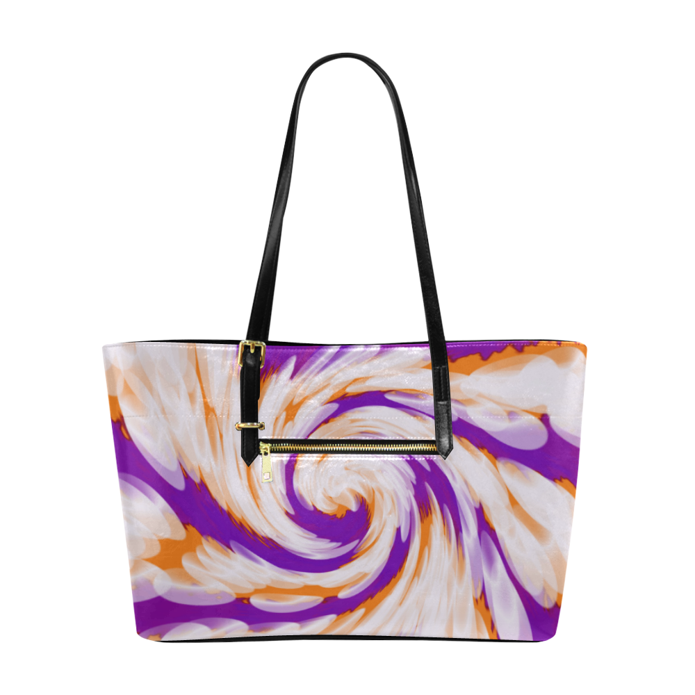 Purple Orange Tie Dye Swirl Abstract Euramerican Tote Bag/Large (Model 1656)