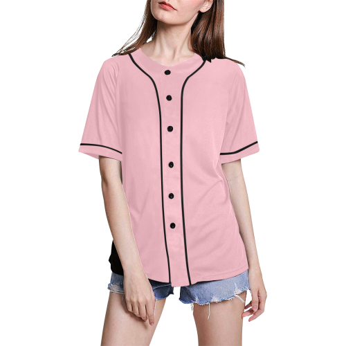 color pink All Over Print Baseball Jersey for Women (Model T50)