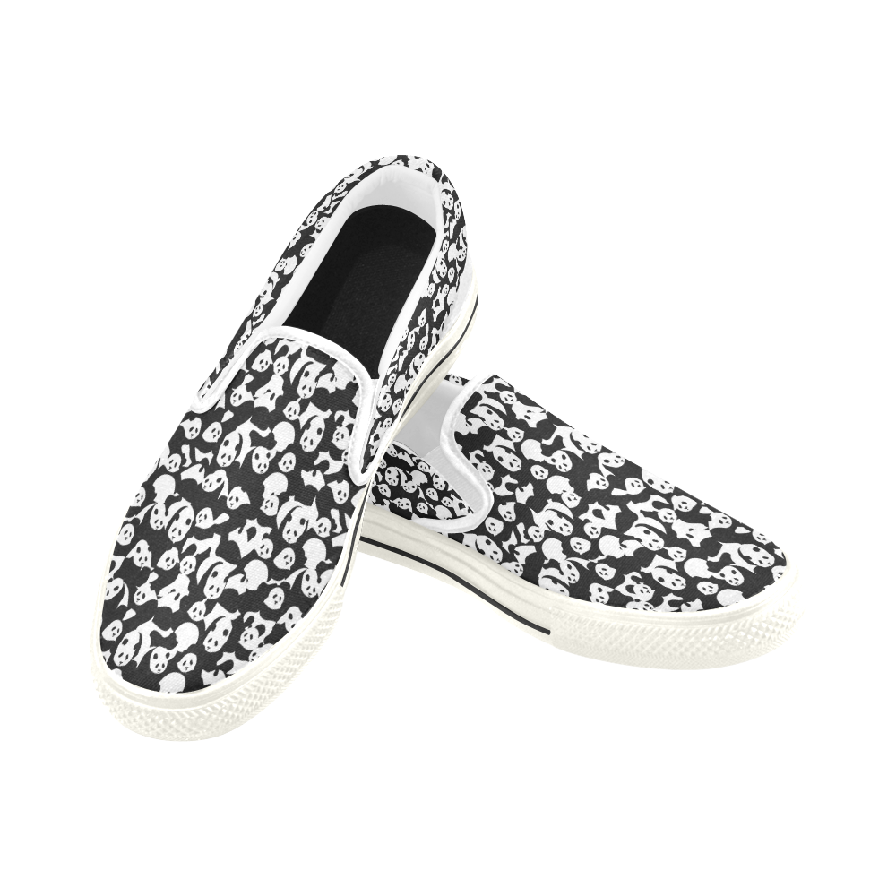 Panda Pattern Women's Slip-on Canvas Shoes/Large Size (Model 019)