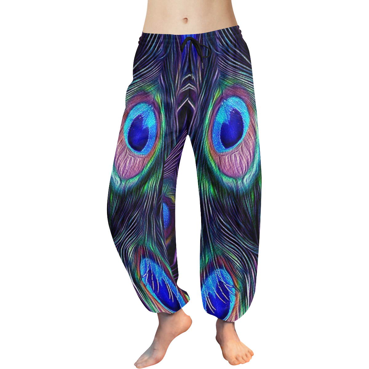 Peacock Feather Women's All Over Print Harem Pants (Model L18)