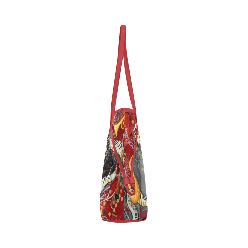 Red Handbag Jazz Print Juleez Clover Canvas Tote Bag (Model 1661)