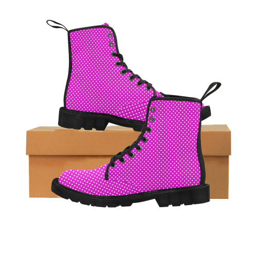 Pink polka dots Martin Boots for Women (Black) (Model 1203H)