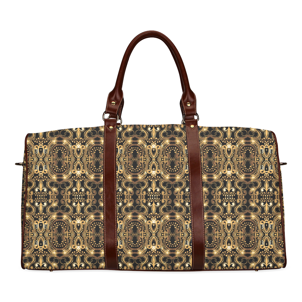 Luxurious gold pattern Waterproof Travel Bag/Small (Model 1639)