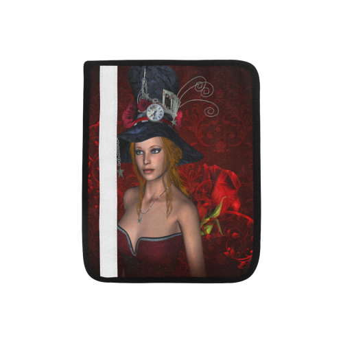 Beautiful steampunk lady, awesome hat Car Seat Belt Cover 7''x8.5''