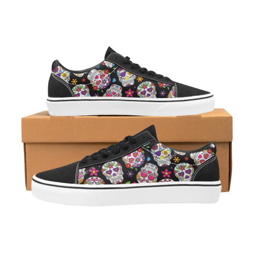 skate sugarskull Men's Low Top Skateboarding Shoes (Model E001-2)