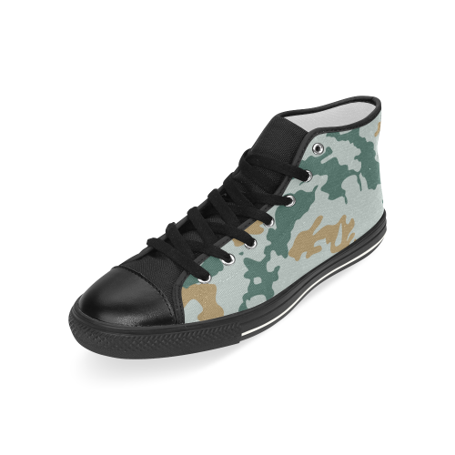 Green-brown camouflage Men’s Classic High Top Canvas Shoes (Model 017)