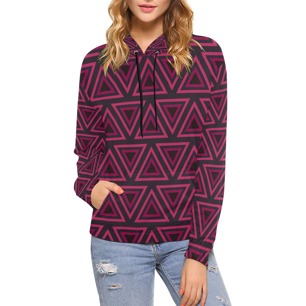 Tribal Ethnic Triangles All Over Print Hoodie for Women (USA Size) (Model H13)