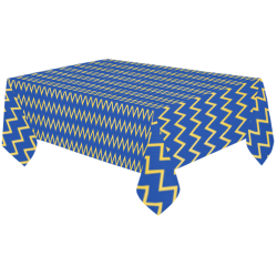 Chevron Jaune/Bleu Cotton Linen Tablecloth 60"x120"