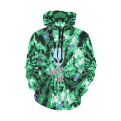 Spaced Out Green Tie-Dye Alien All Over Print Hoodie for Men (USA Size) (Model H13)