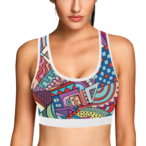 geometric abstract colors Women's All Over Print Sports Bra (Model T52)