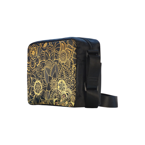 Floral Doodle Gold G523 Classic Cross-body Nylon Bags (Model 1632)