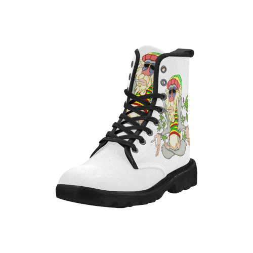 Hippie Ganja Guru White Martin Boots for Women (Black) (Model 1203H)