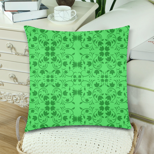 Green lilies Custom Zippered Pillow Cases 18"x 18" (Twin Sides) (Set of 2)