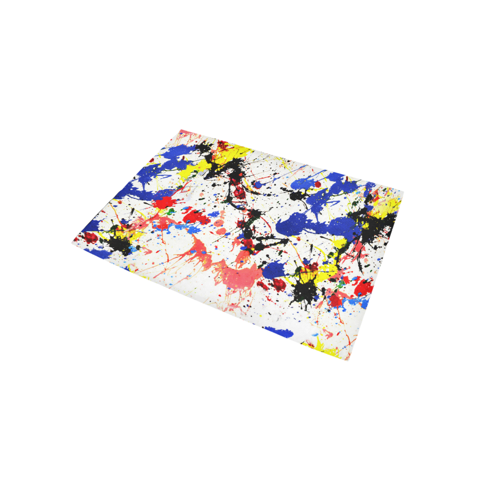 Blue and Red Paint Splatter Area Rug 5'x3'3''