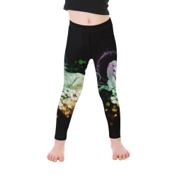 Beautiful unicorn with flowers, colorful Kid's Ankle Length Leggings (Model L06)