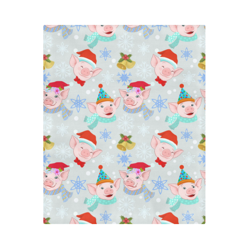 Happy Christmas Pigs Pattern Duvet Cover 86"x70" ( All-over-print)