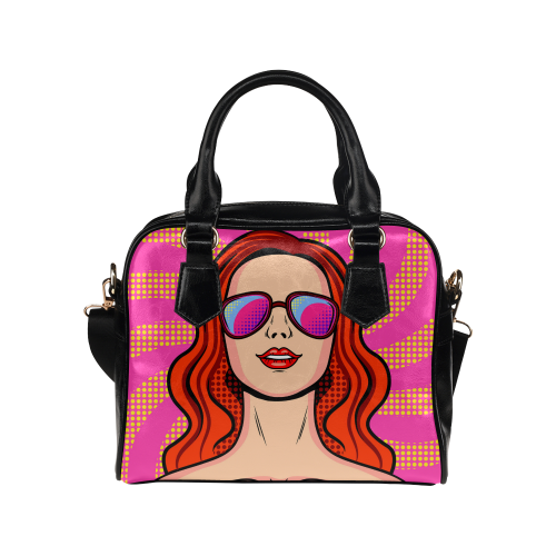 Retro Girl Pop Art Shoulder Handbag (Model 1634)