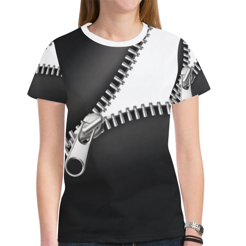 ZIPPER FOUR New All Over Print T-shirt for Women (Model T45)