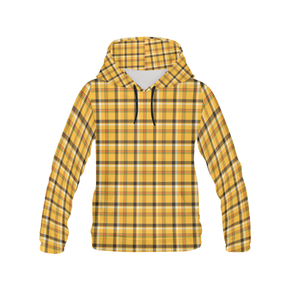 Yellow Tartan (Plaid) All Over Print Hoodie for Men/Large Size (USA Size) (Model H13)