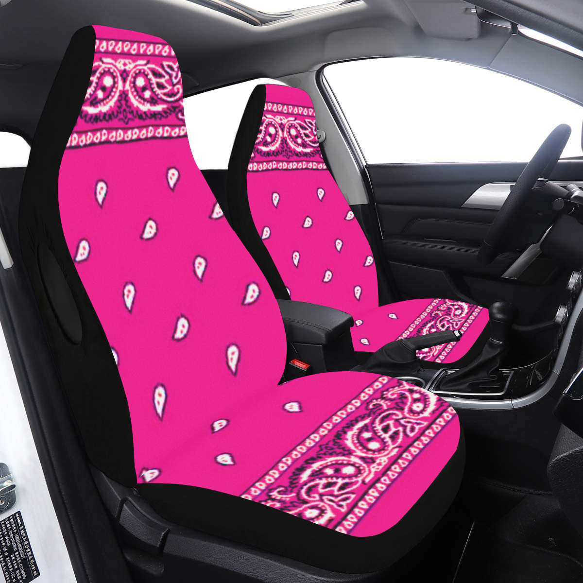 KERCHIEF PATTERN PINK Car Seat Cover Airbag Compatible (Set of 2)