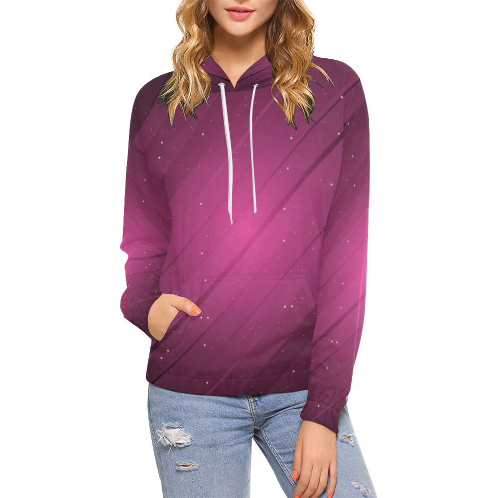 Purple shades All Over Print Hoodie for Women (USA Size) (Model H13)