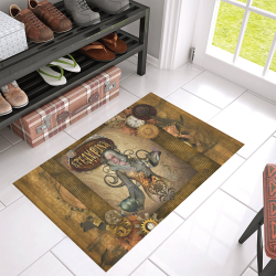 Steampunk lady with owl Azalea Doormat 30" x 18" (Sponge Material)