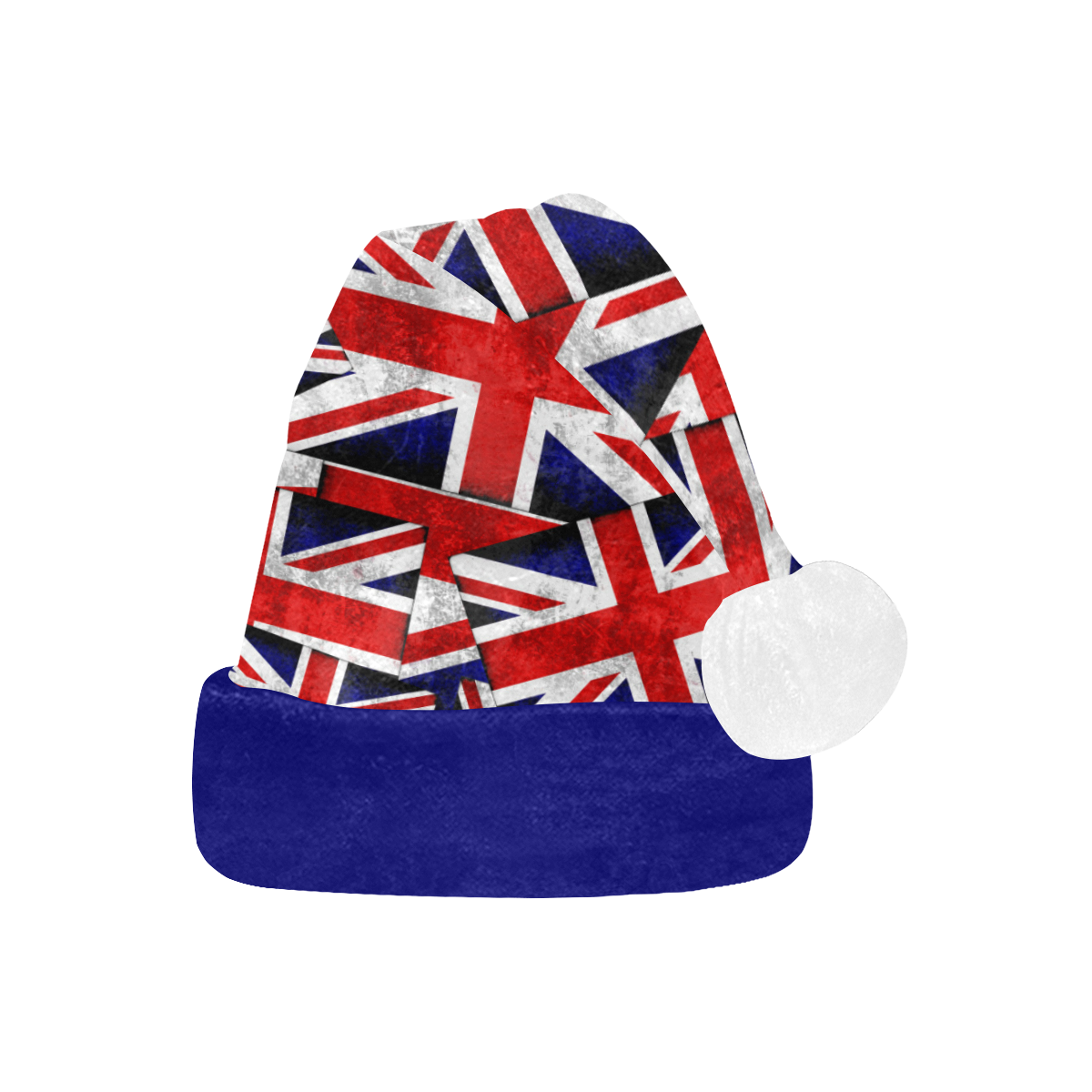 Union Jack British UK Flag Blue Trim Santa Hat