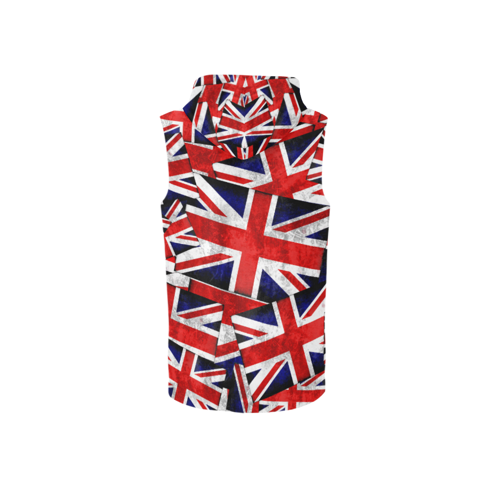 Union Jack British UK Flag All Over Print Sleeveless Zip Up Hoodie for Women (Model H16)