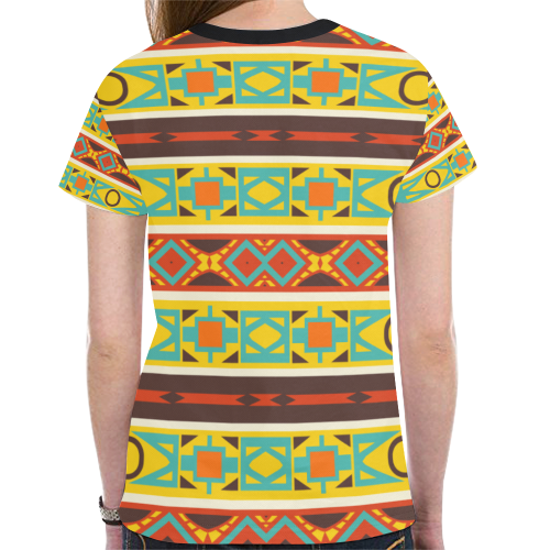 Ovals rhombus and squares New All Over Print T-shirt for Women (Model T45)