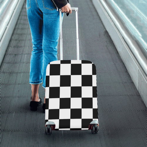 Black White Checkers Luggage Cover/Small 18"-21"
