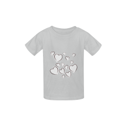 White Hearts Floating Together on Silver Kid's  Classic T-shirt (Model T22)