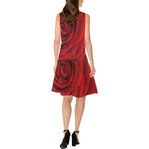 Red rosa Sleeveless Splicing Shift Dress(Model D17)