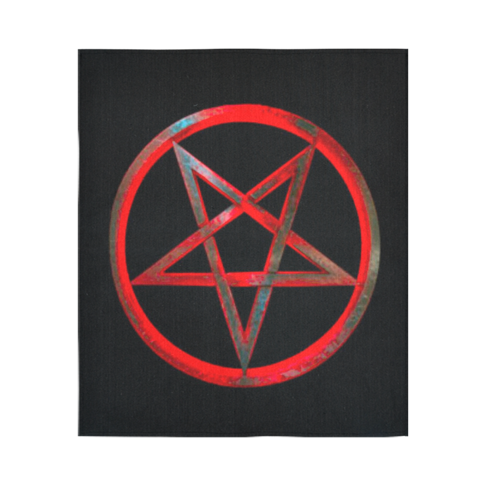 Red Reverse Pentagram Black Light Altar Cloth/ Cotton Linen Wall Tapestry 51"x 60"
