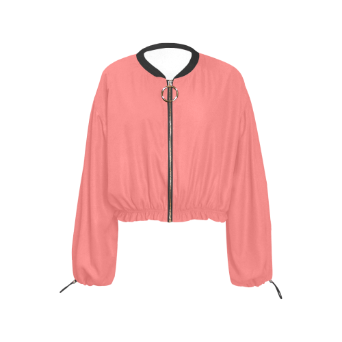 color light red Cropped Chiffon Jacket for Women (Model H30)