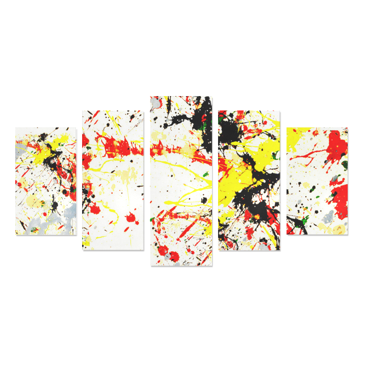 Black, Red, Yellow Paint Splatter Canvas Print Sets A (No Frame)