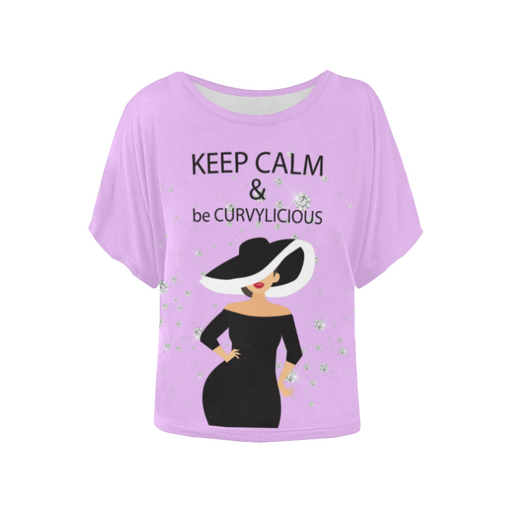 Fairlings Delight's Black is Beautiful Collection- Keep Calm 53086a3 Women's Batwing-Sleeved Blouse T shirt (Model T44)